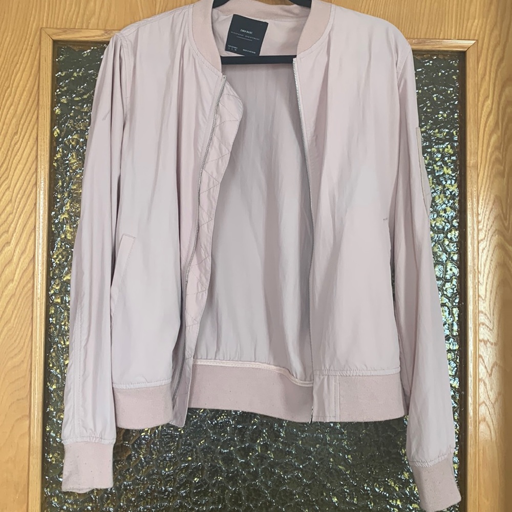 ZARA thin bomber style jacket dusty rose color